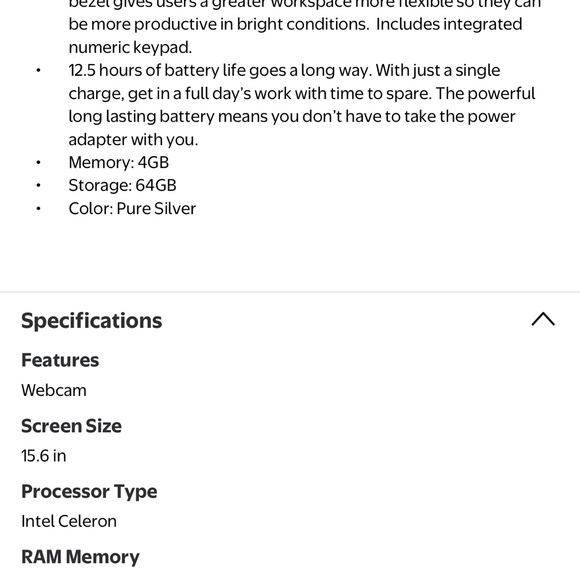 NIB Acer Chromebook 315 15.6 HD intel 4GB ram 64GB Silver - Picture 5 of 5